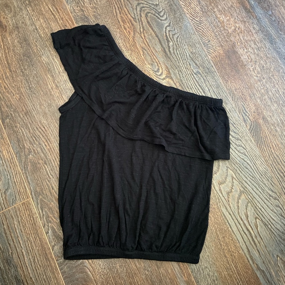 Charlotte Russe black one shoulder top with ruffle